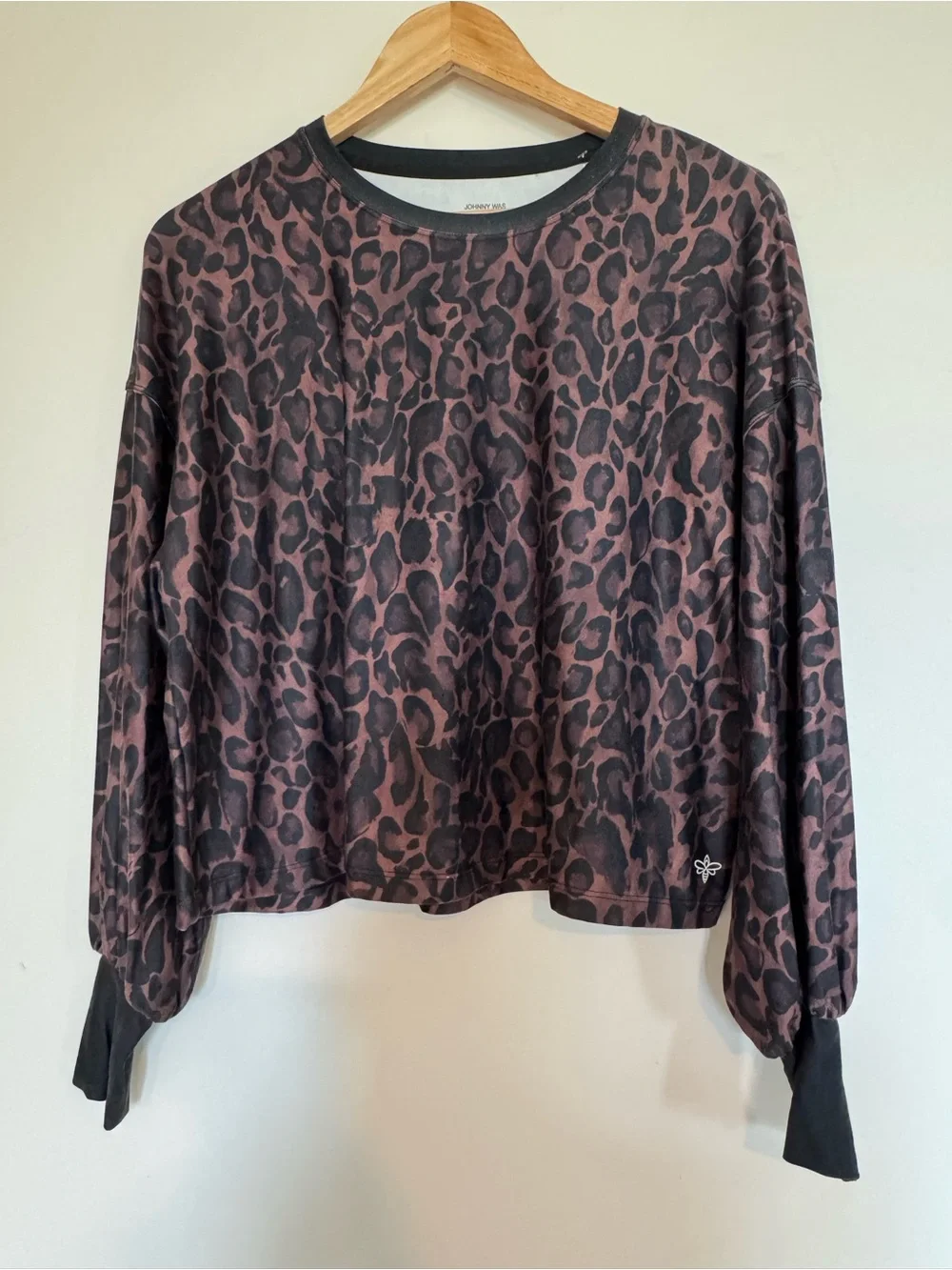 Johnny Was Active French Leopard Drop Shoulder Top XS